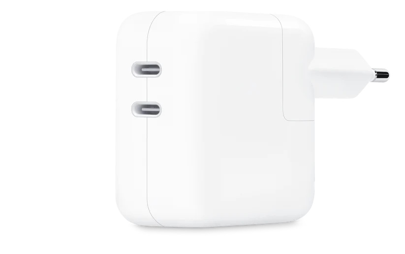Apple 35W Dual USB-C Port Power Adapter — vue face avant — Maroc — globalzone.ma