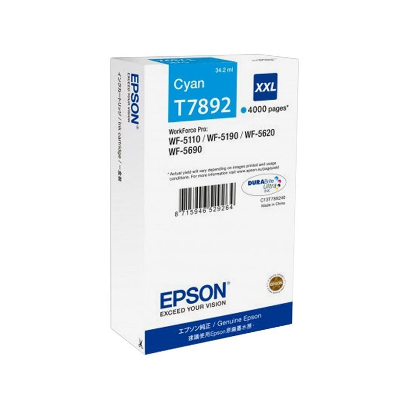 Cartouche d’Encre EPSON Ultra Cyan XXL 4000 Pages C13T789240 Maroc