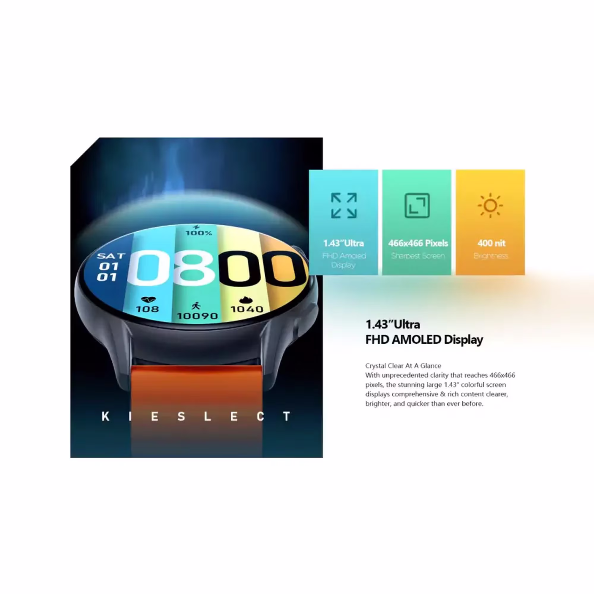 Montre Connectée Bluetooth Kieslect Kr Pro vue design Maroc
