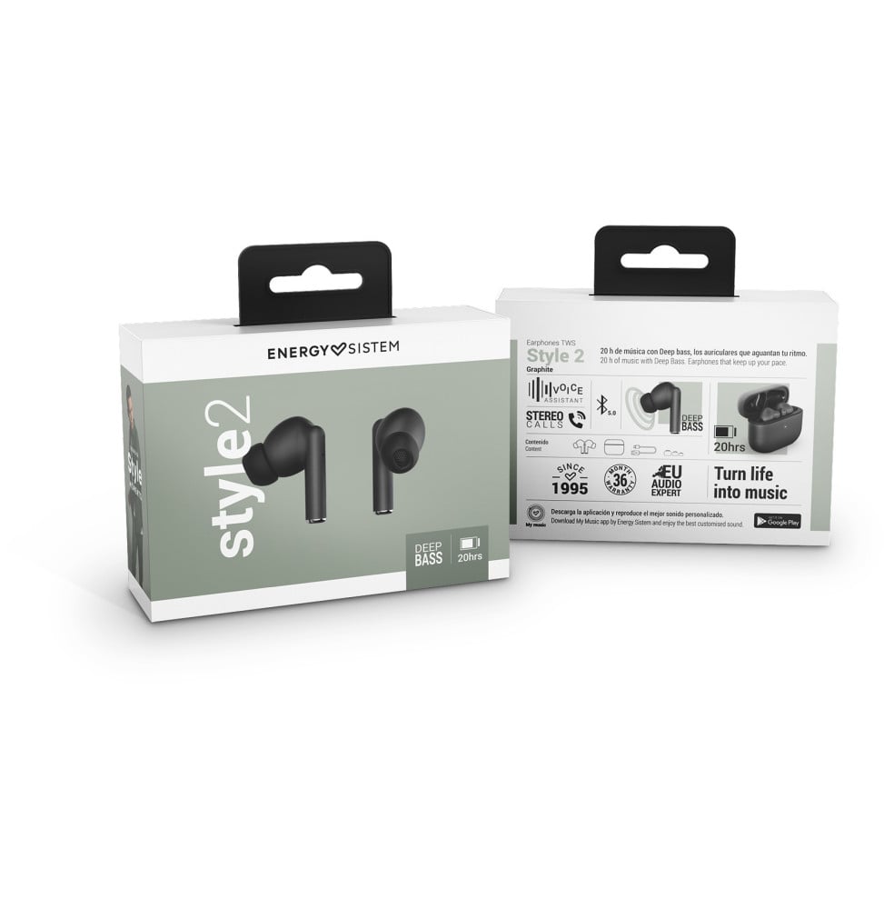 Écouteurs Sans Fil Energy Sistem Style 2 True Wireless Graphite Maroc