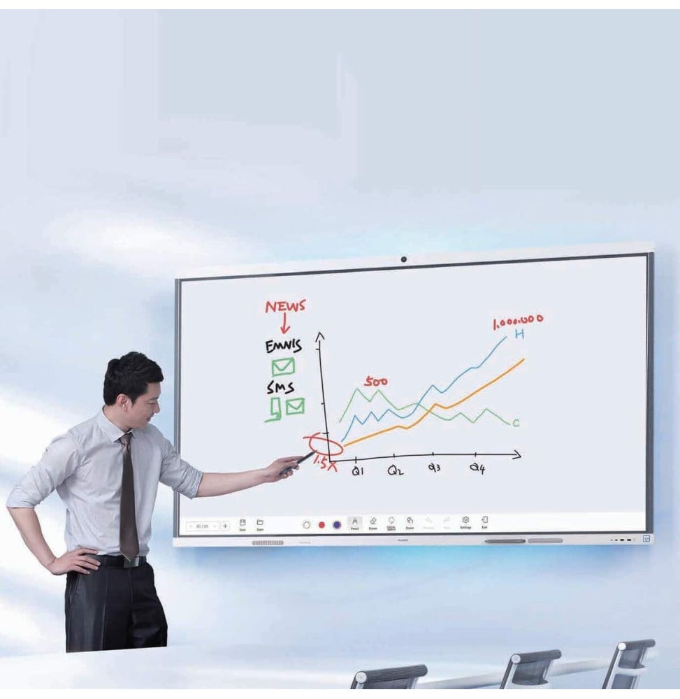 Écran Interactif Huawei IdeaHub B3 86" UHD 4K vue laterale — Global Zone Agadir