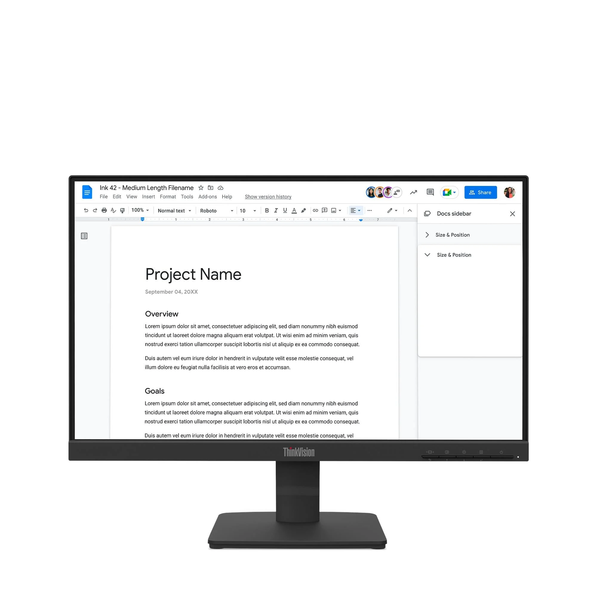Écran Lenovo ThinkVision S22-4e vue de profil