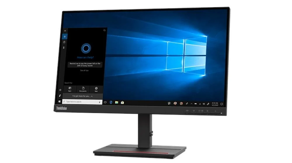Écran Lenovo ThinkVision S22e-20 vue trois-quarts