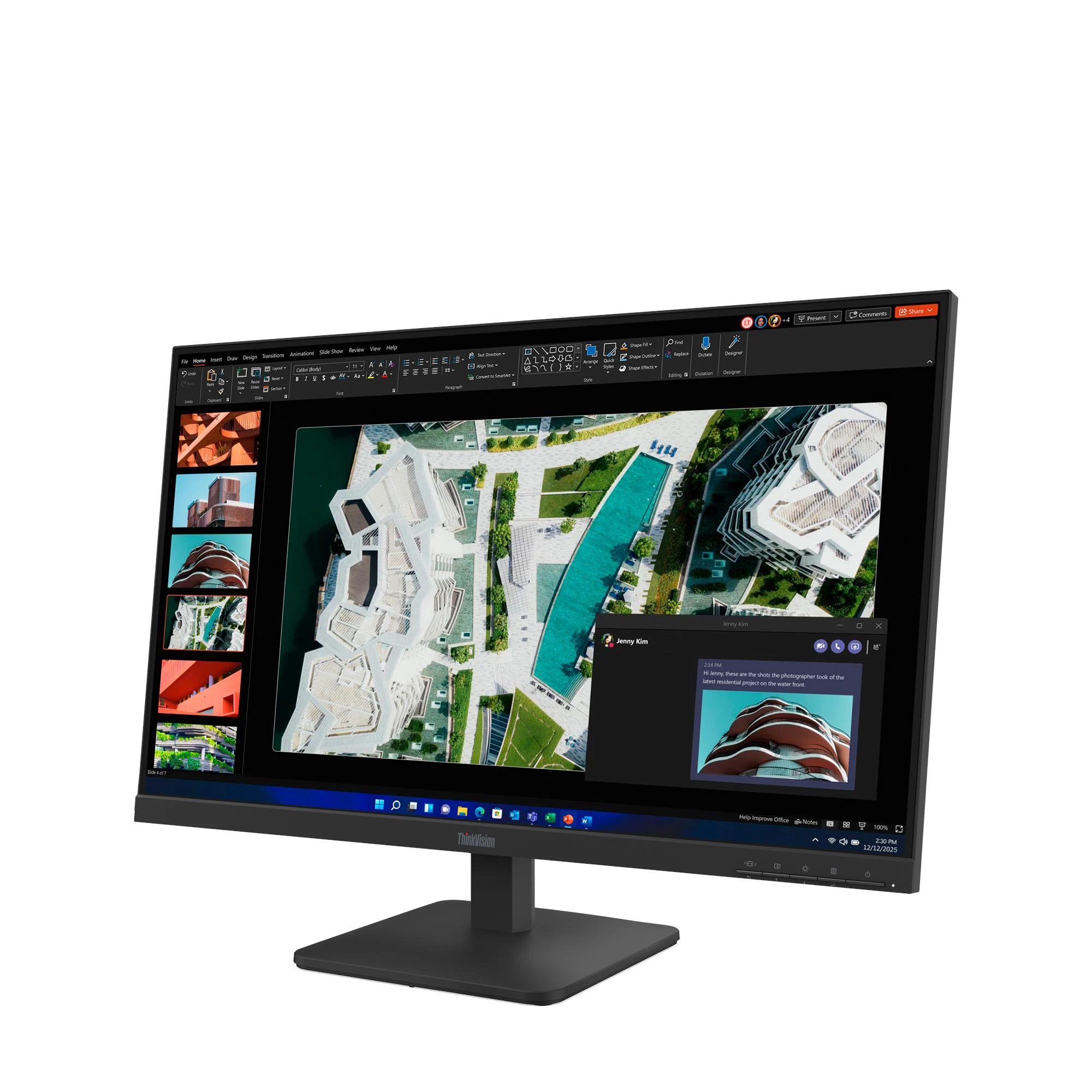 Écran Lenovo ThinkVision S27-4e vue trois-quarts