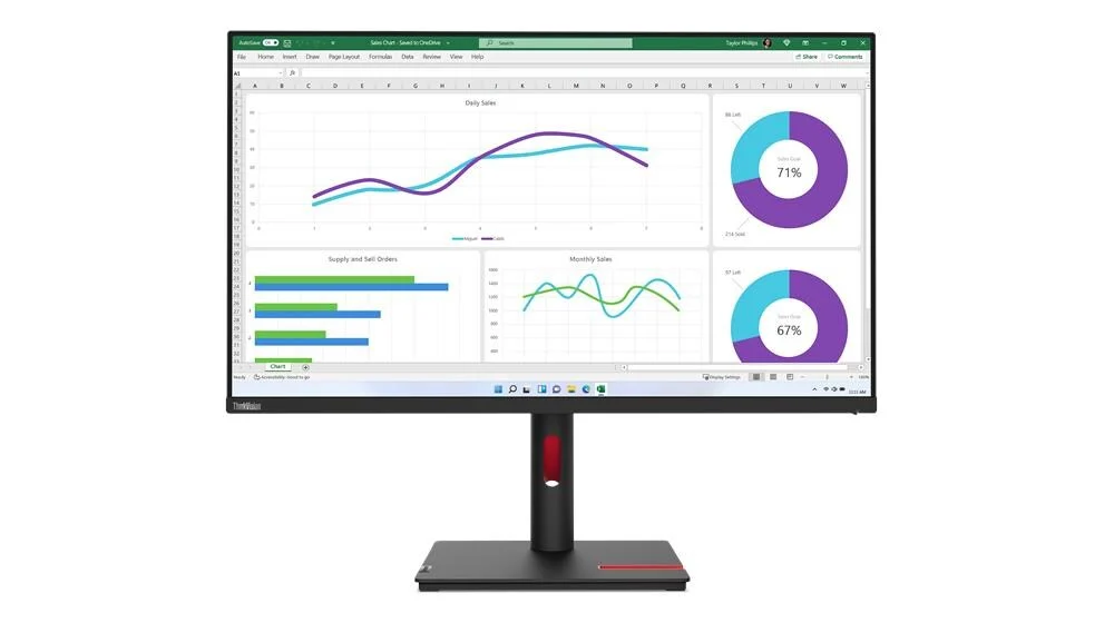 Écran Lenovo ThinkVision T32h-30 vue de profil