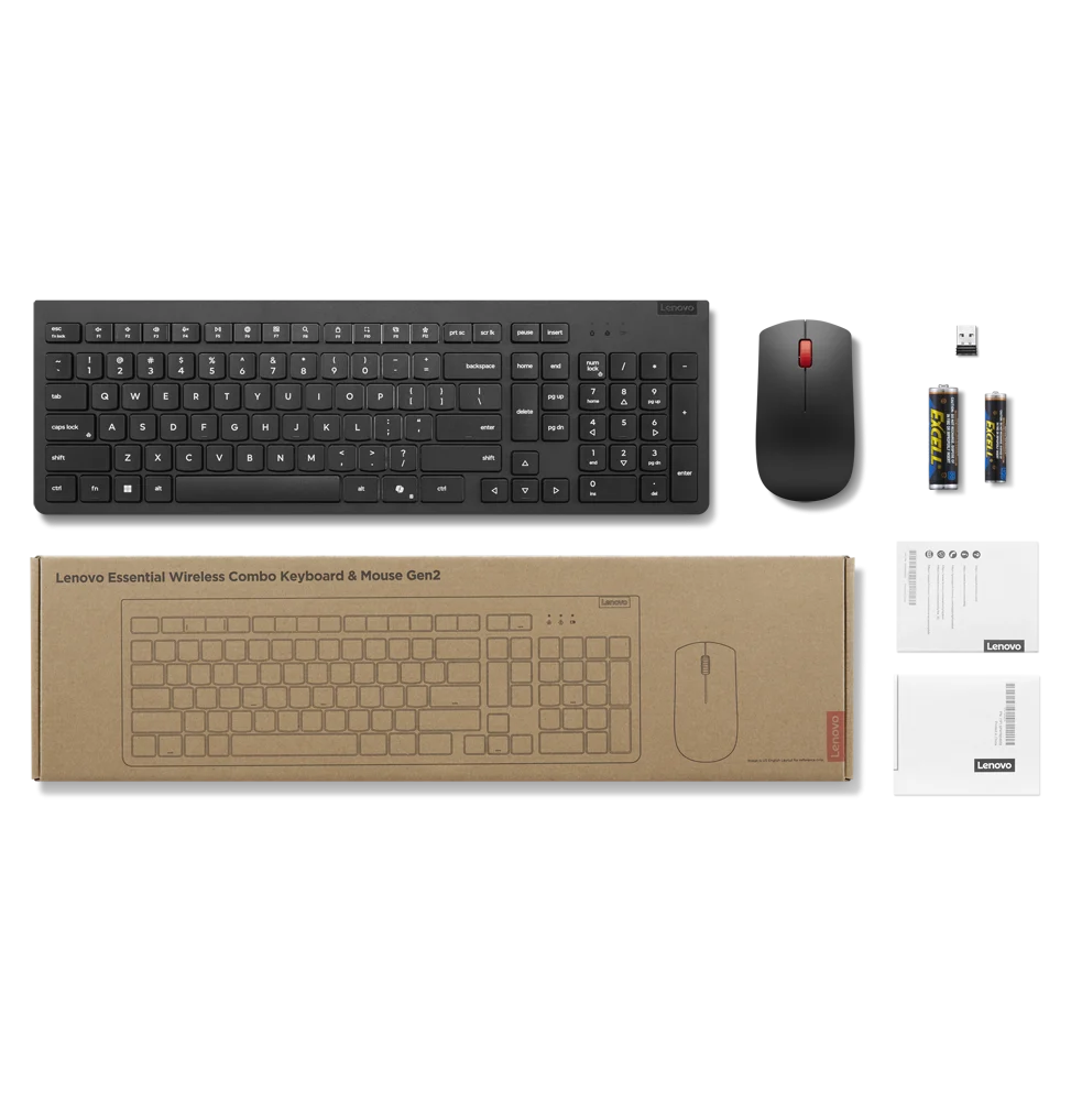 Lenovo Essential Clavier et Souris sans fil Gen2 — vue produit, livraison Global Zone à Agadir