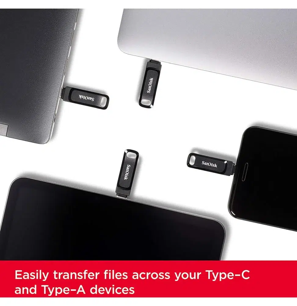 Clé USB SanDisk Ultra Dual Drive Go 64 Go vue en perspective