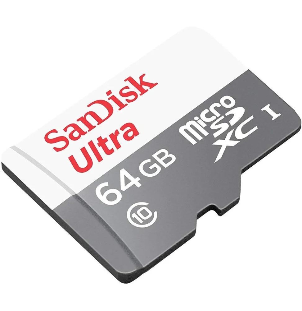 Carte mémoire SanDisk Ultra microSDXC 64 Go vue en perspective