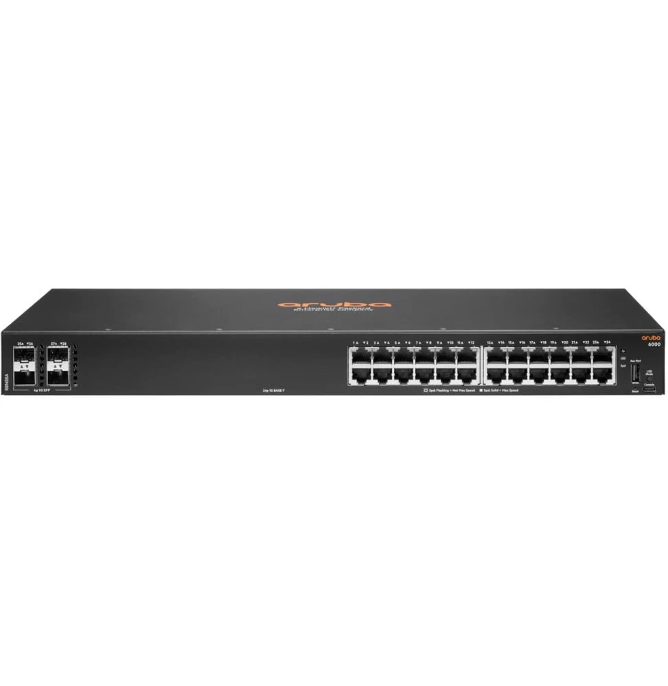 Switch Administrable Aruba CX 6000 24G 4SFP R8N88A vue de face