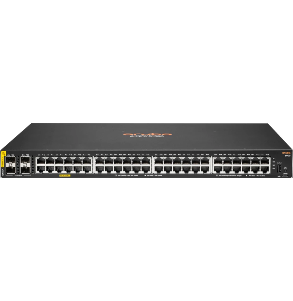 Switch PoE Aruba CX 6000 48G Classe 4 PoE 4SFP 370 W R8N85A vue de face