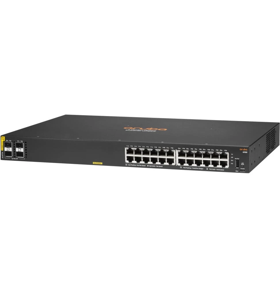 Switch PoE Aruba CX 6100 24G Classe 4 PoE 4SFP+ 370 W JL677A vue de face