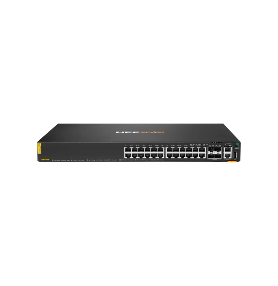 Switch PoE Aruba CX 6200F 24 ports Classe 4 PoE 4 ports SFP 370W JL725B vue de face