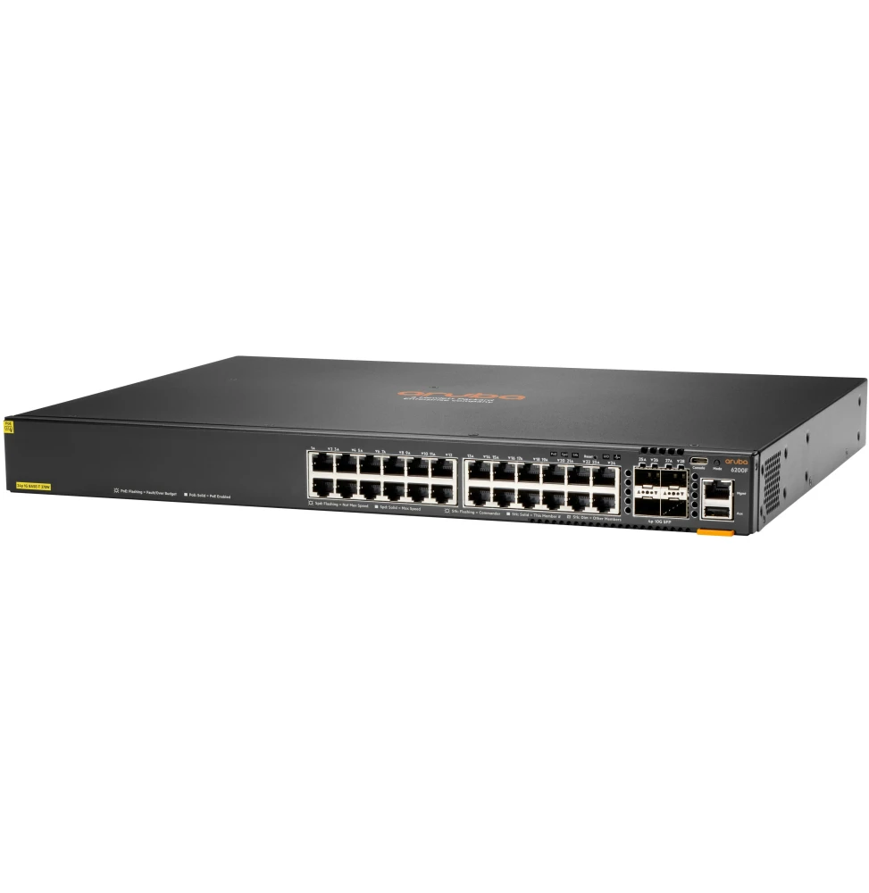 Switch PoE Aruba CX 6200F 24 ports Classe 4 PoE 4SFP+ JL725A vue de face