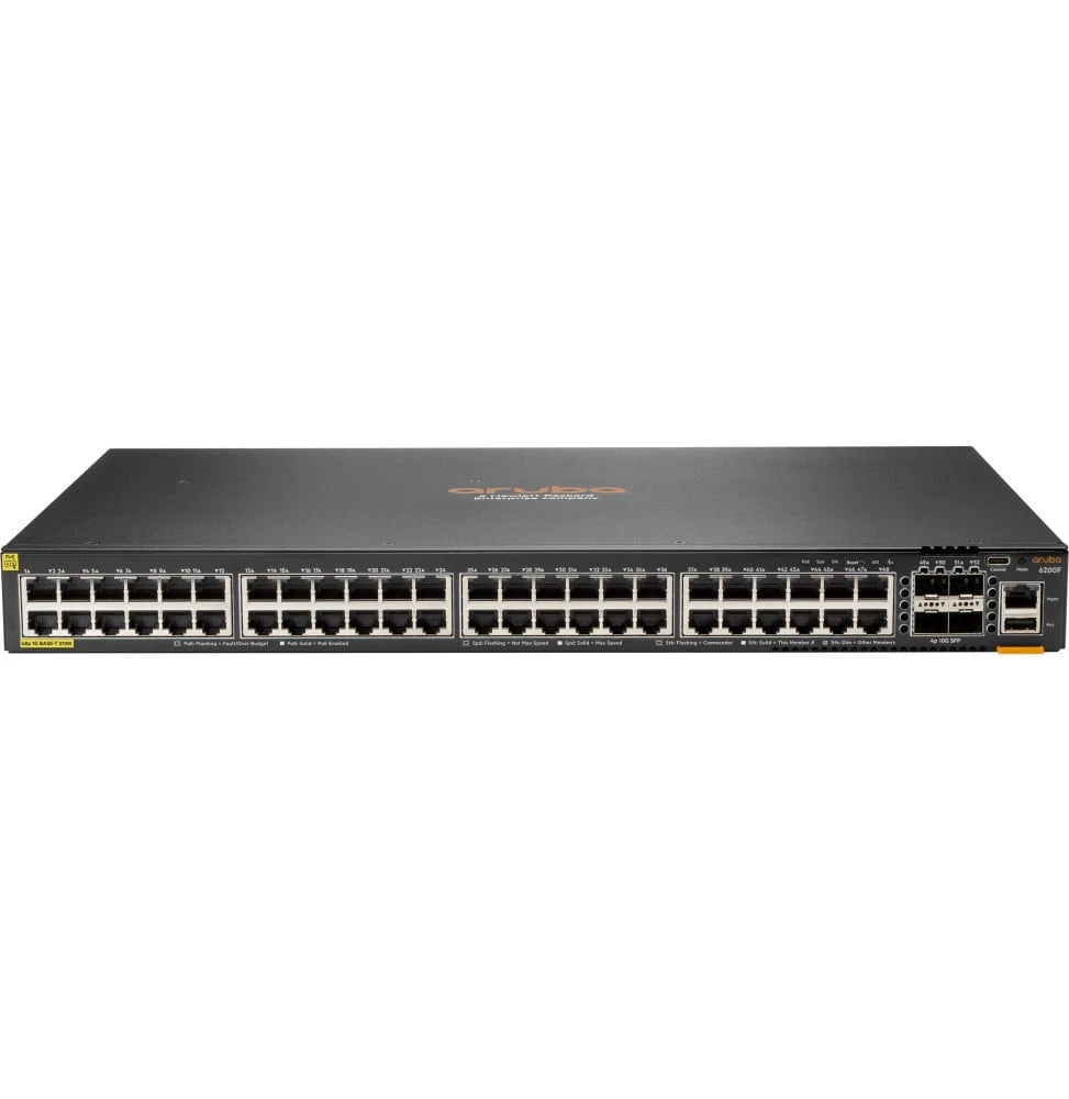 Switch PoE Aruba CX 6200F 48 ports Classe 4 PoE 4 ports SFP 370W JL727B vue de face