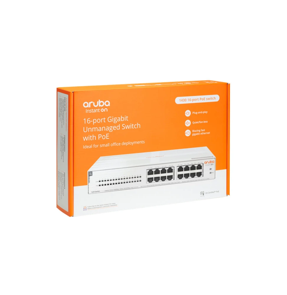 Switch PoE Aruba Instant On 1430 16G classe 4 PoE 124 W R8R48A vue 2 — Global Zone Rabat
