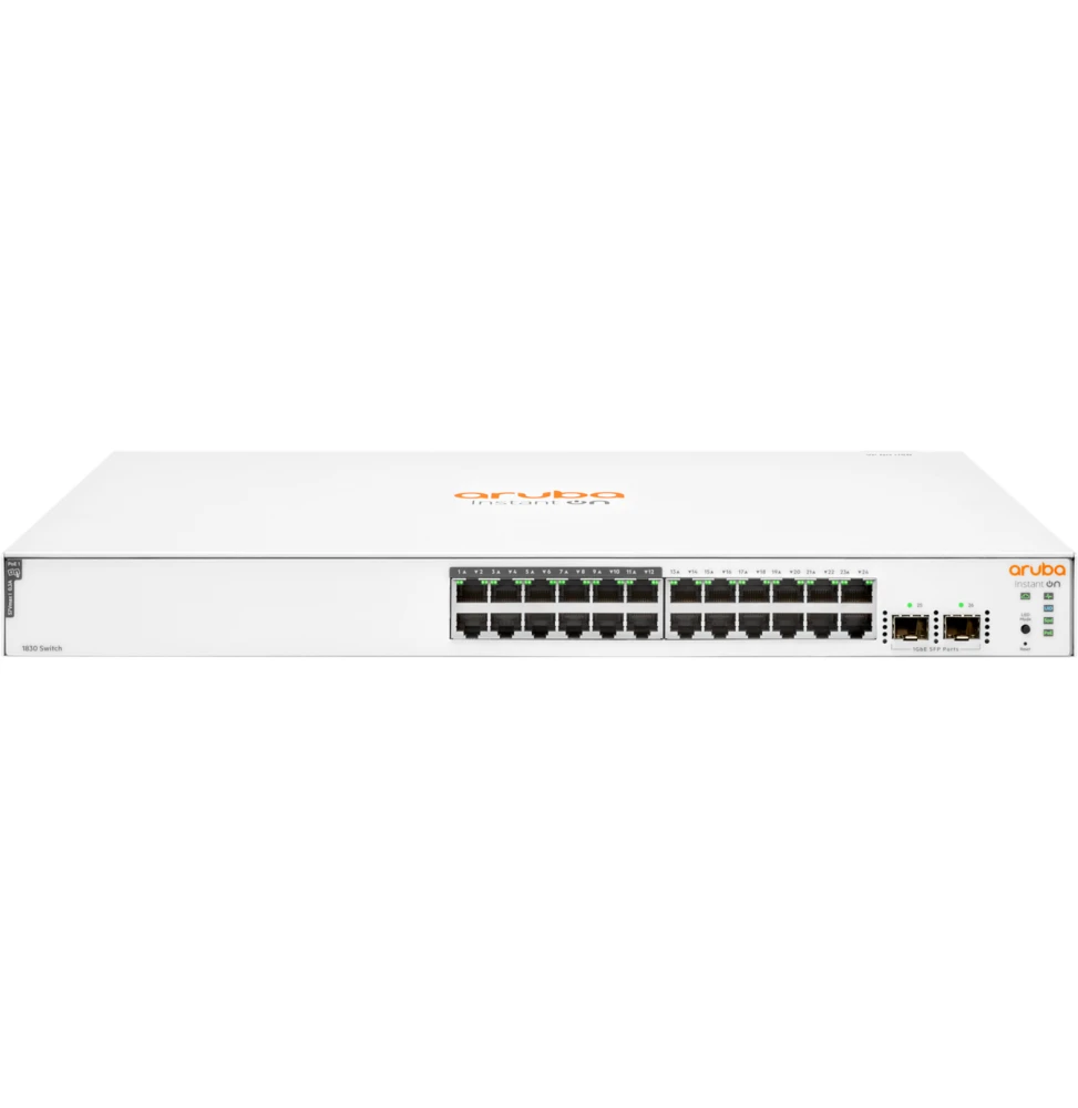 Switch PoE Aruba Instant On 1830 24G 12p Classe 4 PoE 2SFP 195 W JL813A vue de face
