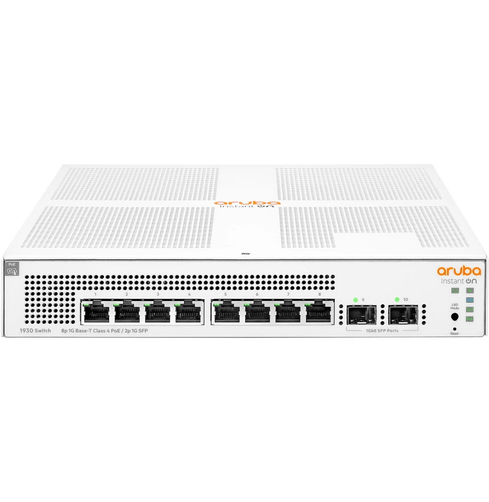 Switch PoE Aruba Instant On 1930 8G Classe 4 PoE 2SFP 124 W JL681A vue de face