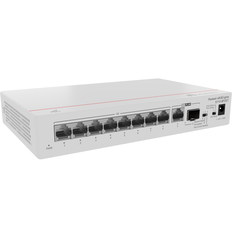 Switch Réseau Huawei eKitEngine S110-8P2ST vue angle — Global Zone Rabat