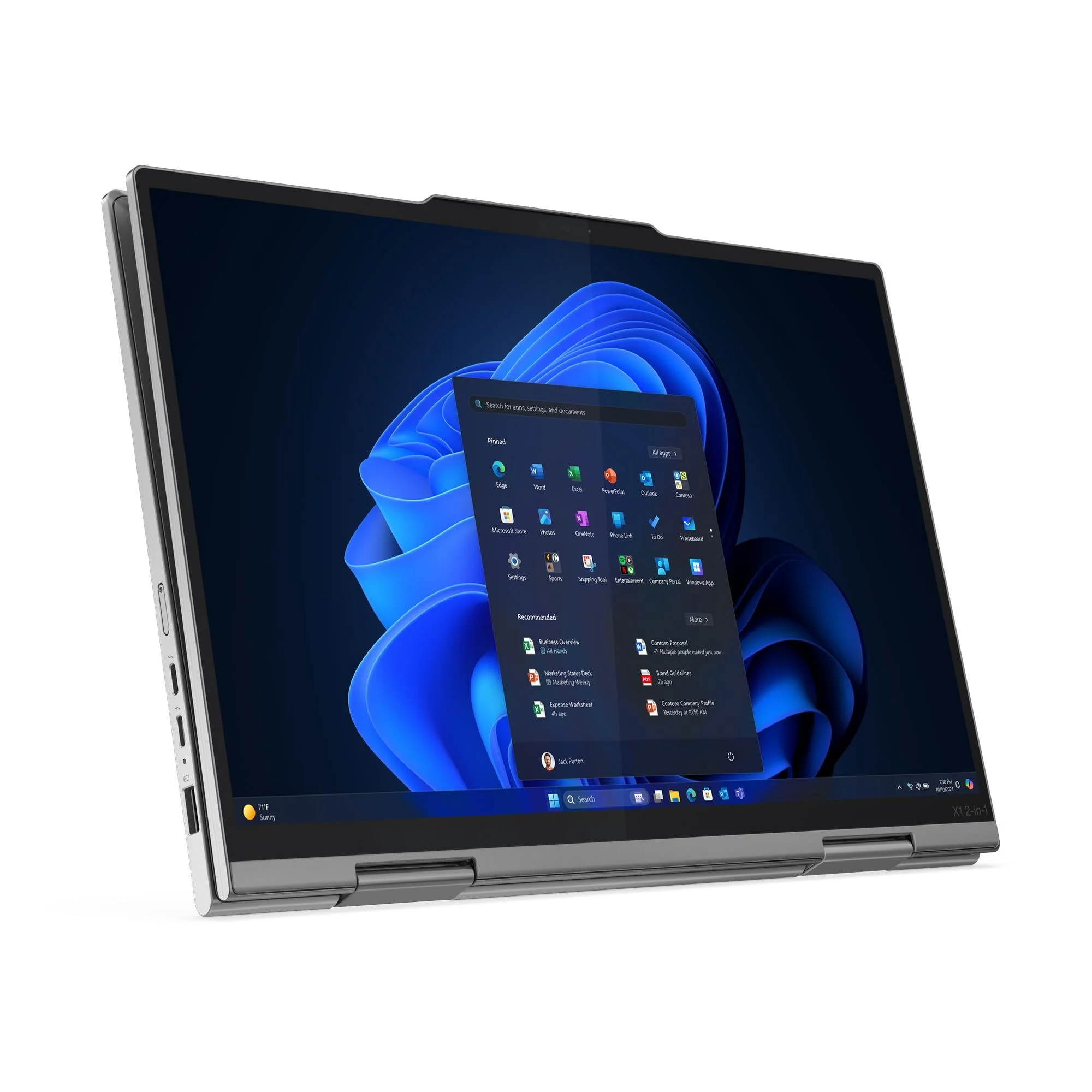 Ordinateur portable 2-en-1 Lenovo ThinkPad X1 2-in-1 Gen 10 Aura Edition vue de profil