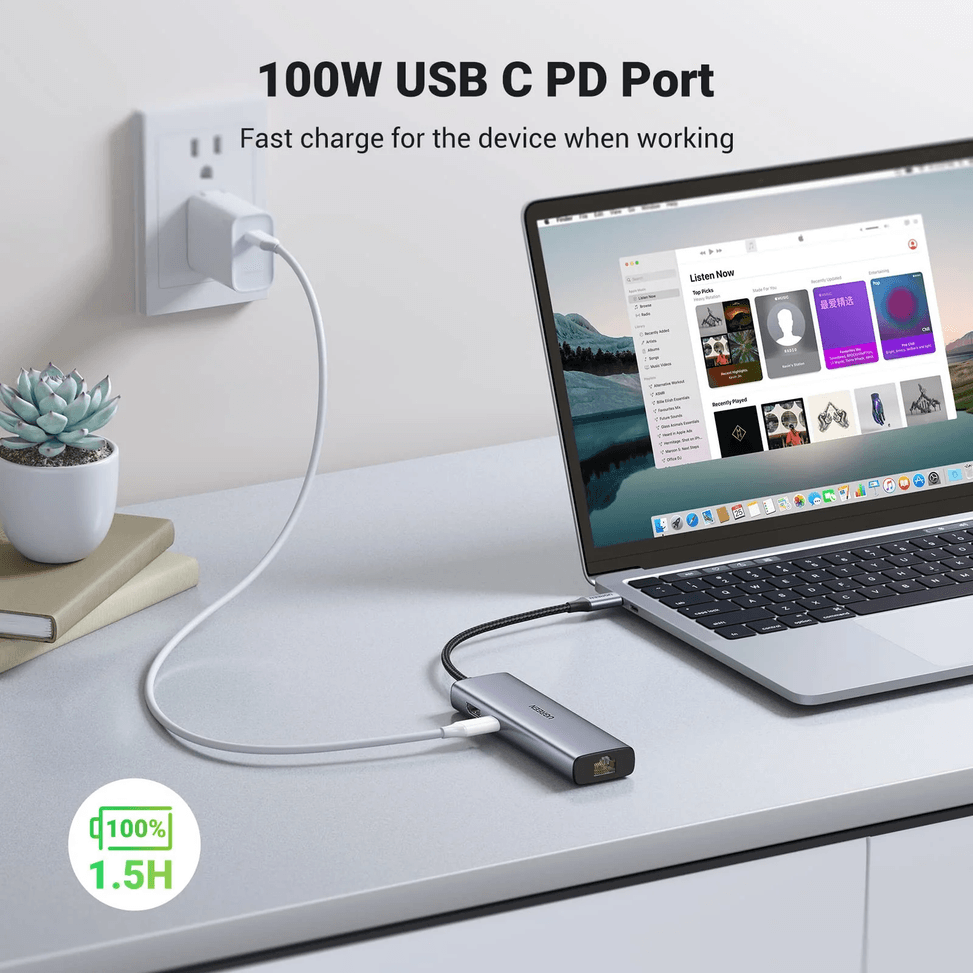Hub USB-C UGREEN USB-C 7 en 1 Supporte PD (Power Delivery) 100W Recharge 90568 vue produit galerie 3