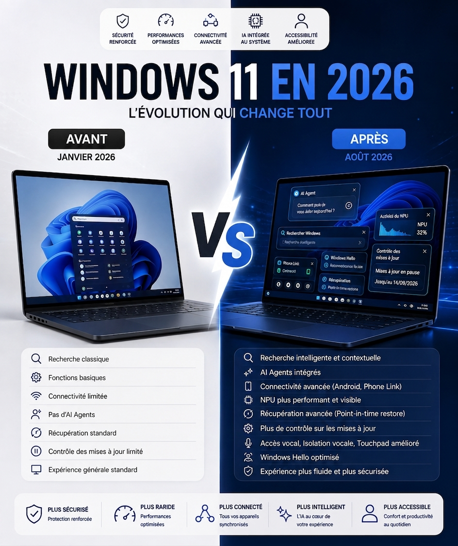 Nouveautés Windows 11 sur un PC portable