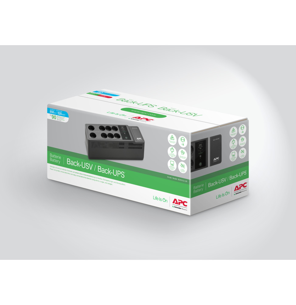 Onduleur APC BE850G2-GR APC-BE850G2-GR-ALIMENTATION-D-ENERGIE-NON-INTERRUPTIBLE-VEILLE-0-85-KVA-520-W-8-SORTIE-S-CA-BE850G2-GR Maroc