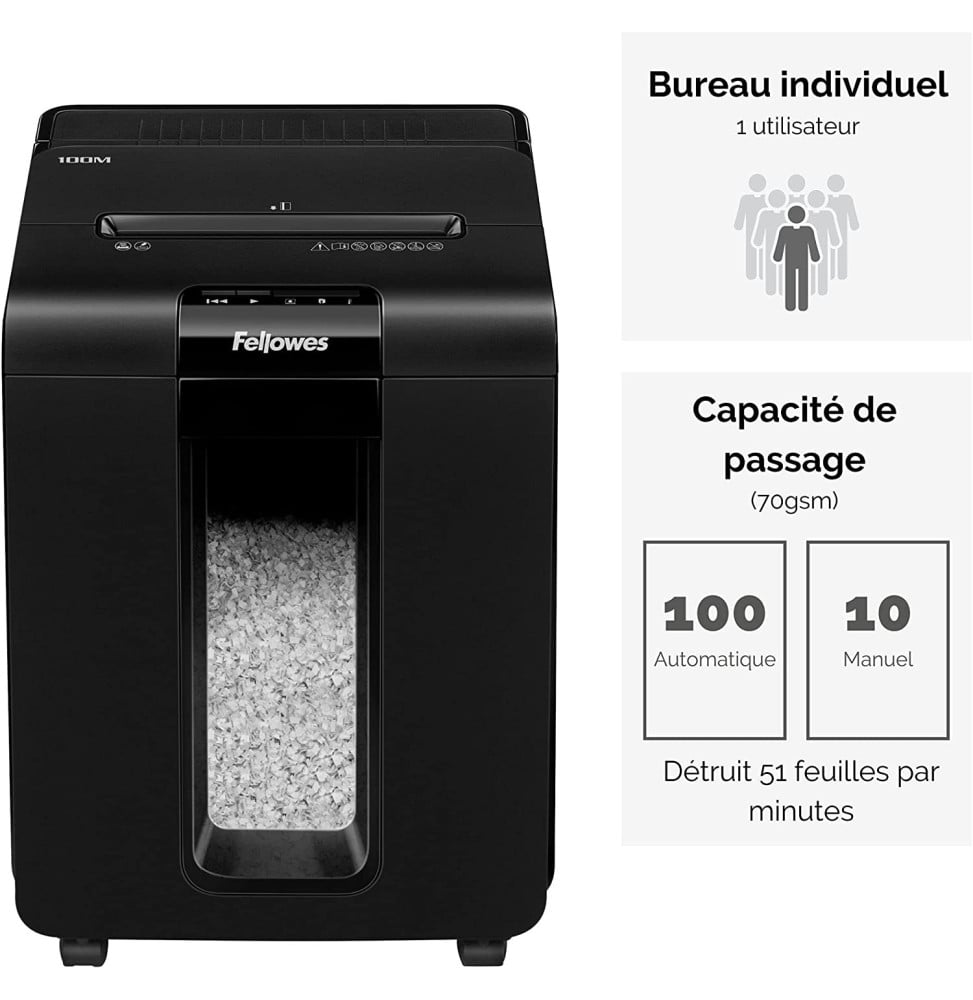Destructeur de documents Fellowes AutoMax 100M 4629201 Maroc