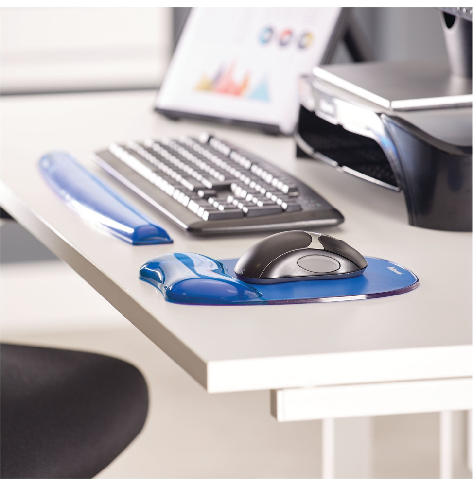 Repose-poignets Fellowes Gel Crystal Bleu F9113709 vue produit galerie 3