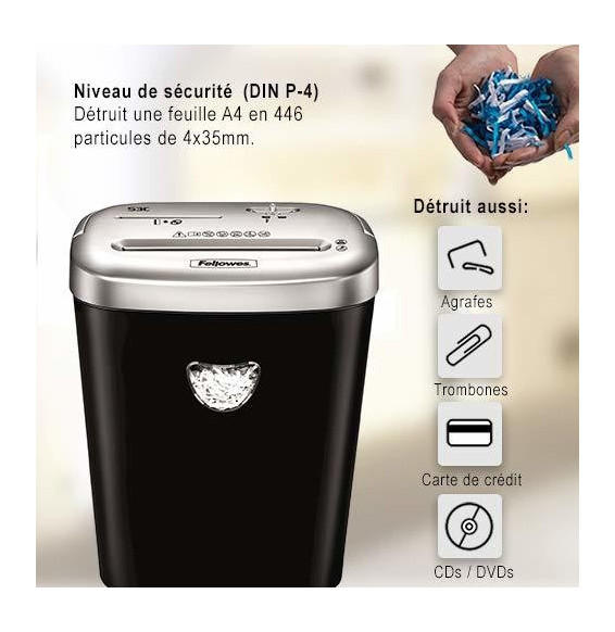 Destructeur de documents Fellowes Powershred 53C 4653101 Maroc