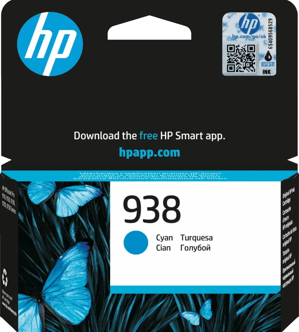 Cartouche d'Encre HP 938 Cyan - Cartouche d'encre HP d'origine 4S6X5PE — vue principale