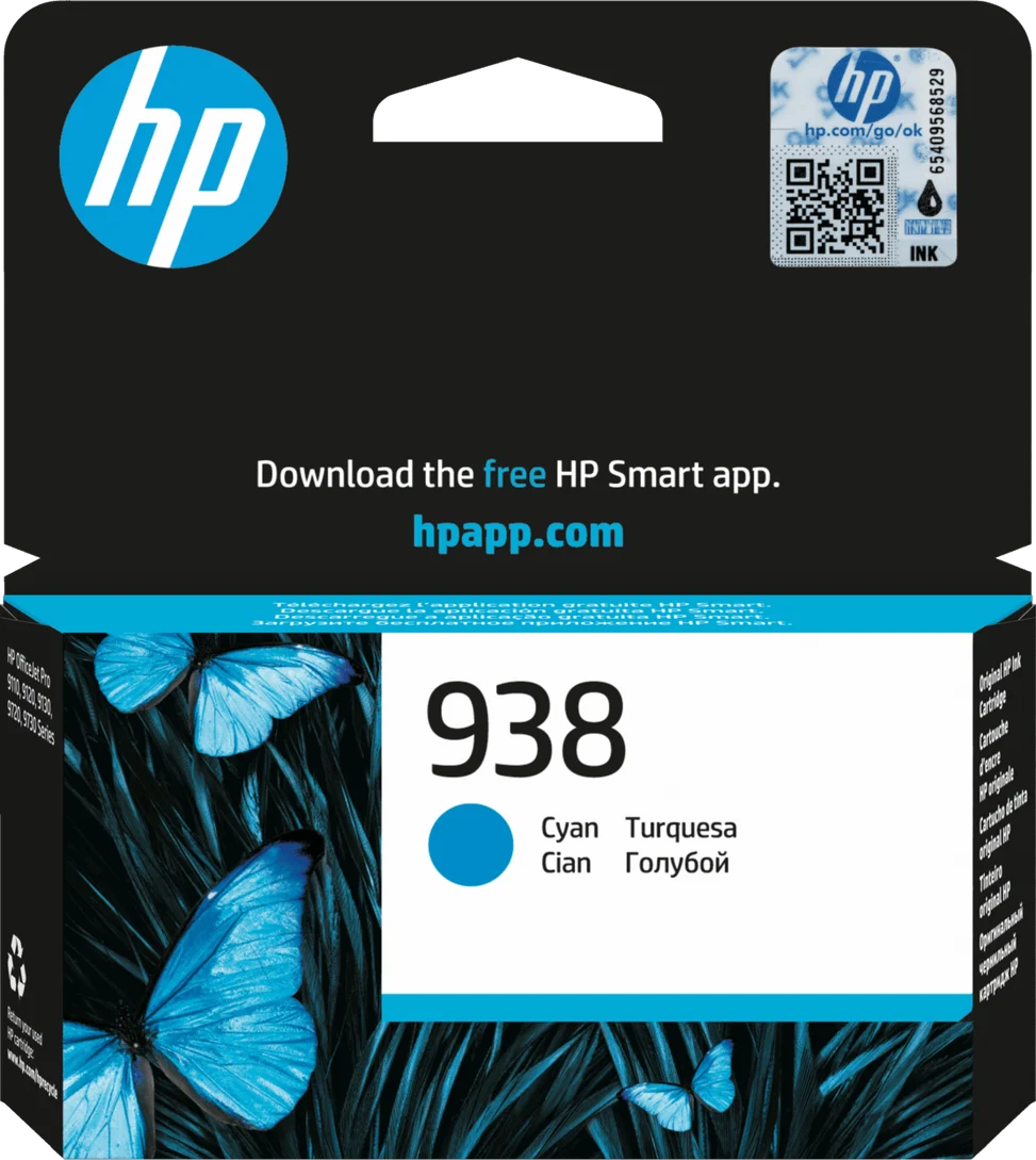 Cartouche d'Encre HP 938 Cyan - Cartouche d'encre HP d'origine 4S6X5PE — vue principale