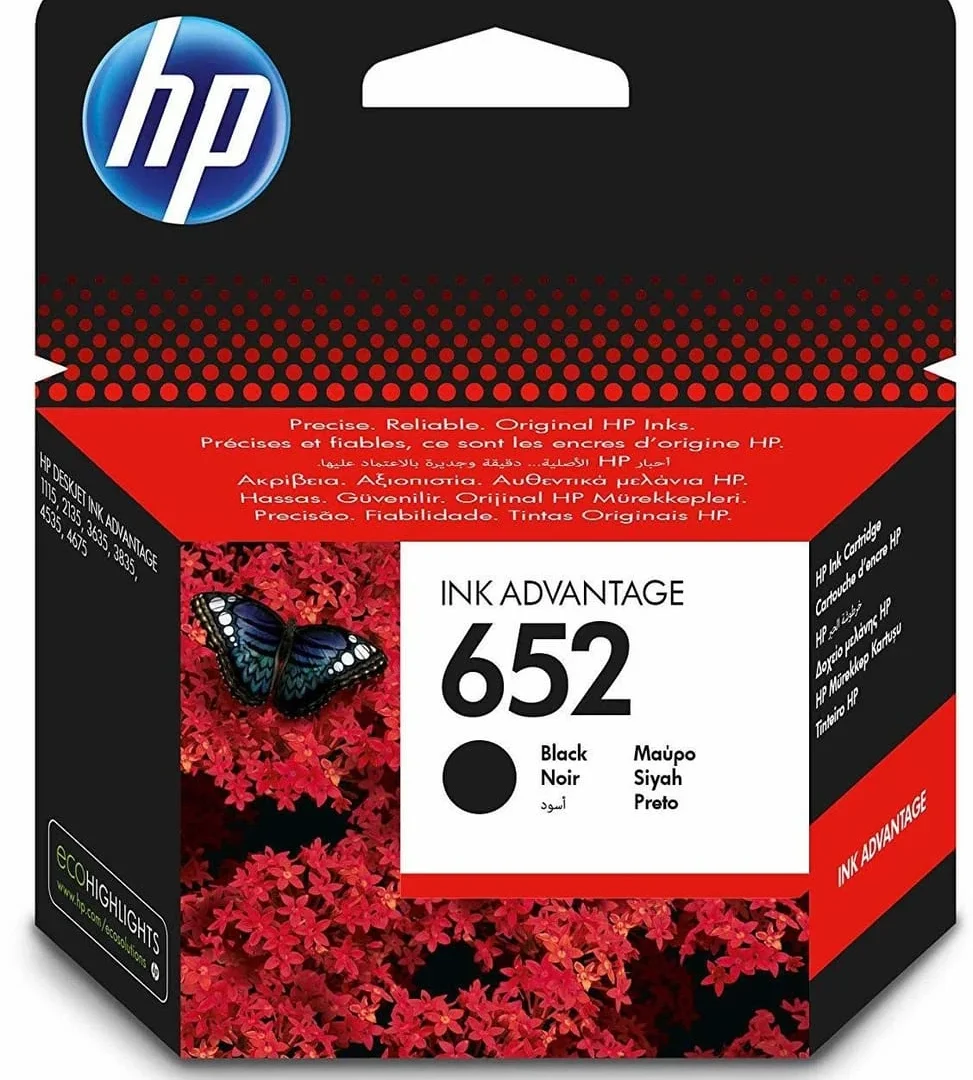 Cartouche d'Encre HP 652 Noir - Cartouche d'encre HP d'origine F6V25AE — vue principale