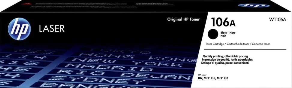 Toner HP 106A Noir (W1106A) W1106A — vue principale Carte mémoire Hikvision microSD HS-TF-C1-STD-128G 128 Go Maroc