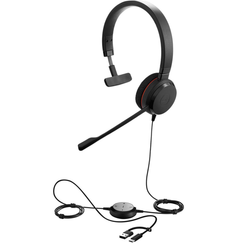 Micro-casque filaire professionnel Jabra Evolve 20 - USB-C/A, MS Mono Microsoft Teams (4993-823-169) (4993-823-169)