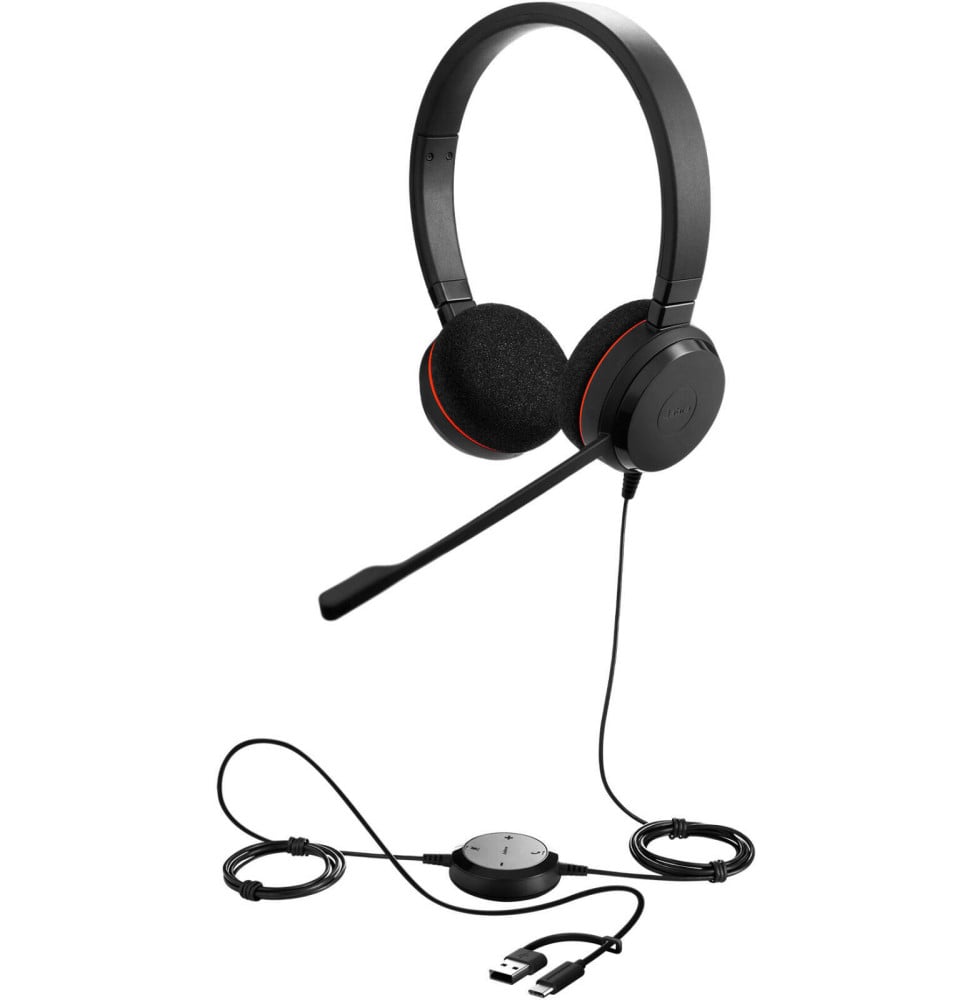 Micro-casque filaire professionnel Jabra Evolve 20 - USB-C/A, MS Stereo Microsoft Teams Stéréo (4999-823-169) (4999-823-169)