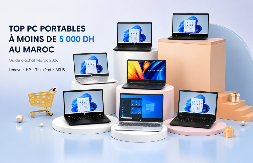 Meilleur PC portable à moins de 5 000 DH au Maroc : guide d'achat pour comparer performances, RAM, SSD et écran