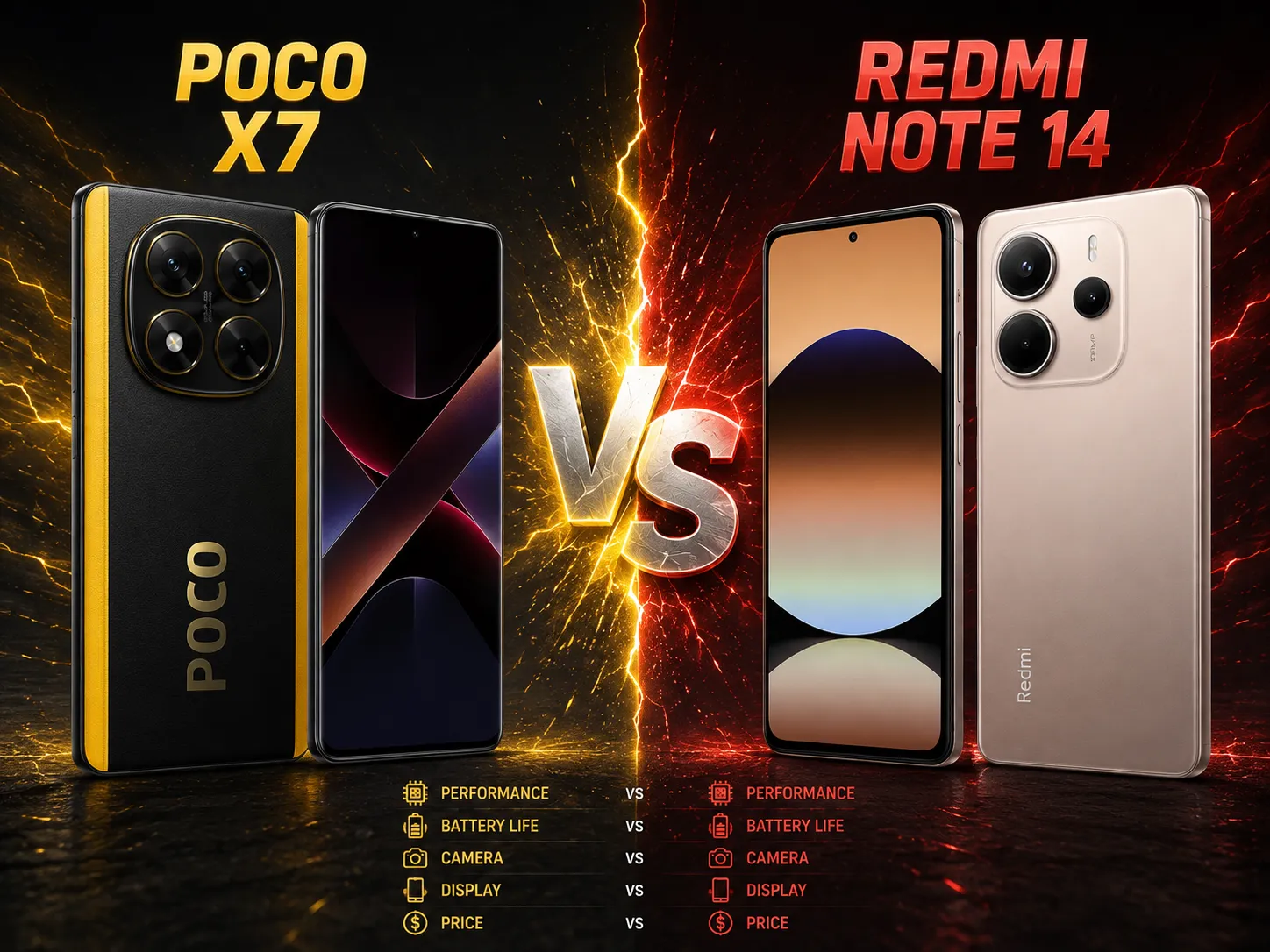POCO X7 vs Redmi Note 14 5G comparatif