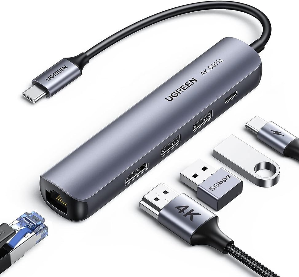 UGREEN 10919 Hub USB-C Ugreen 5 en 1 Supporte PD (Power Delivery) 100W Recharge