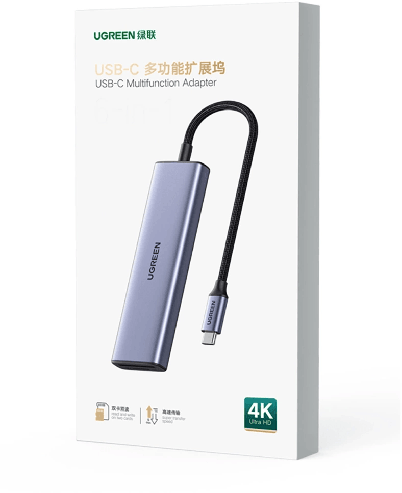 UGREEN 20956A HUB USB-C Ugreen 6 en 1 - 4K