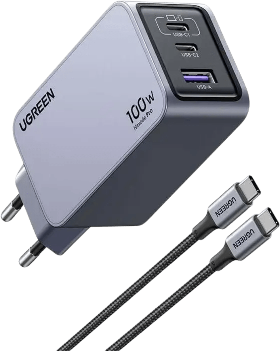 Chargeur UGREEN Chargeur rapid Ugreen Nexode Pro 100W GaN Charger 3-Port Avec cable 1.5M 25874 vue produit