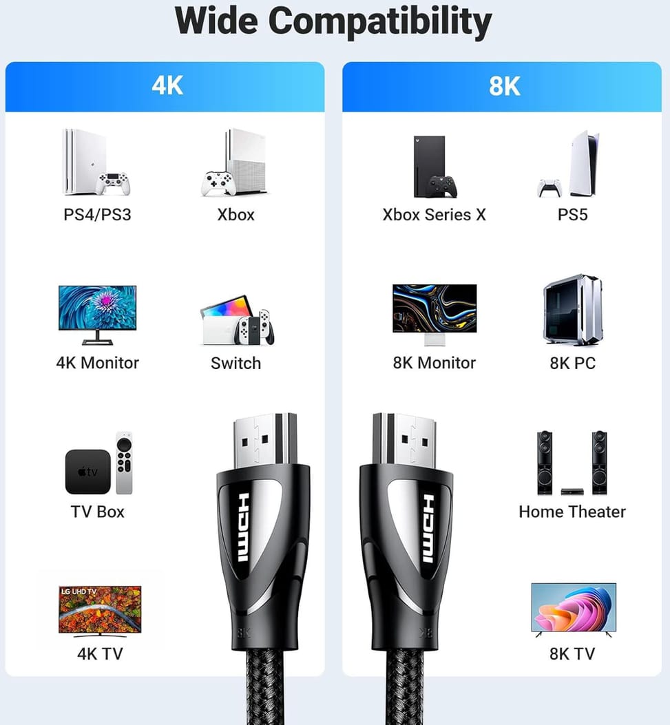 UGREEN 80405 Câble Ugreen HDMI 2.1 Mâle vers Mâle - 5 mètres