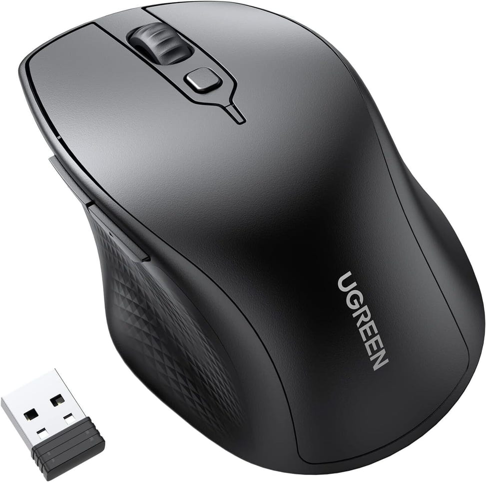 UGREEN 90395 Souris sans fil Bluetooth Ugreen Silencieuse Ergonomique 2,4GHz
