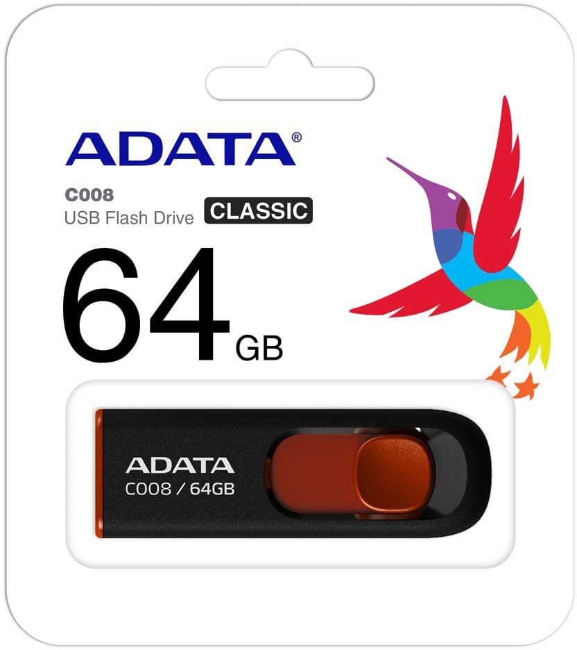 Clé USB 2.0 ADATA 64Go plastic Noir (AC008-64G) au Maroc
