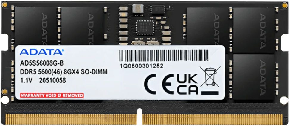 Barrette mémoire ADATA SO-DIMM 8GB DDR5-5600MHz - PC Portable (AD5S56008G-S) au Maroc