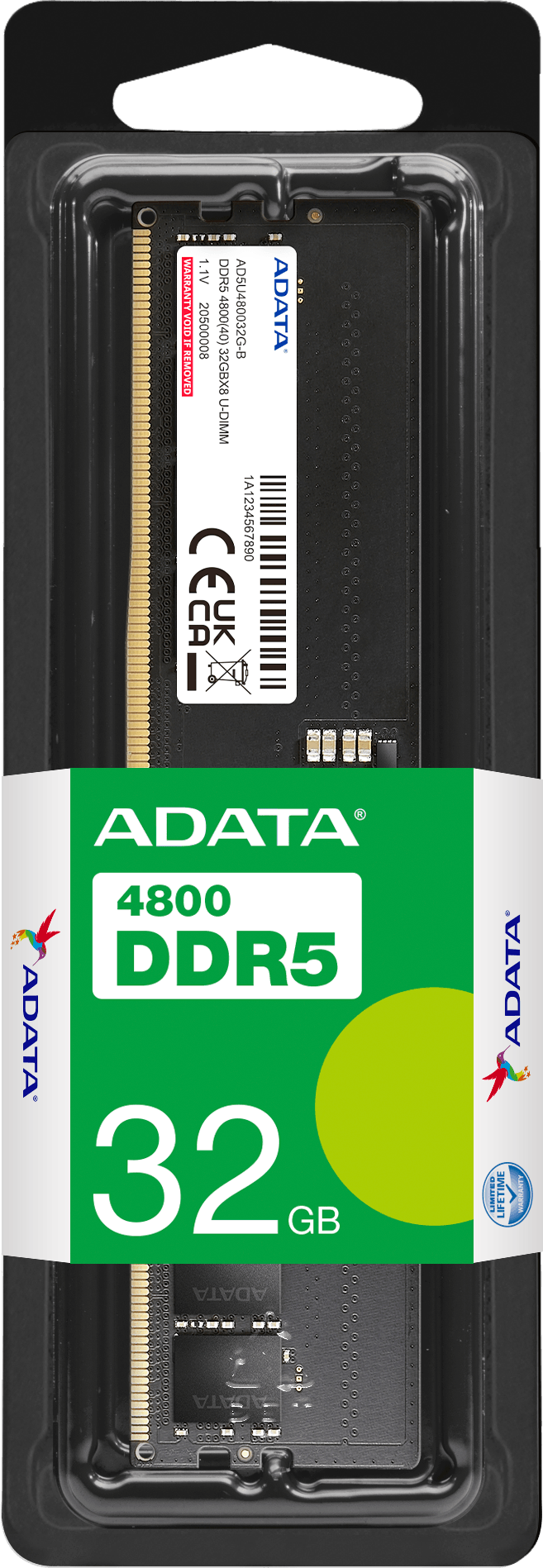Barrette mémoire ADATA U-DIMM 32GB DDR5-4800 MHz - PC bureau (AD5U480032G-S) au Maroc