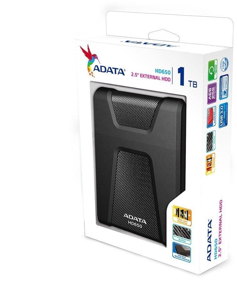 Disque Dur portable ADATA DashDrive Durable HD650 USB 3.0 2 To (AHD650-2TU31-CBK) au Meilleur Prix au Maroc