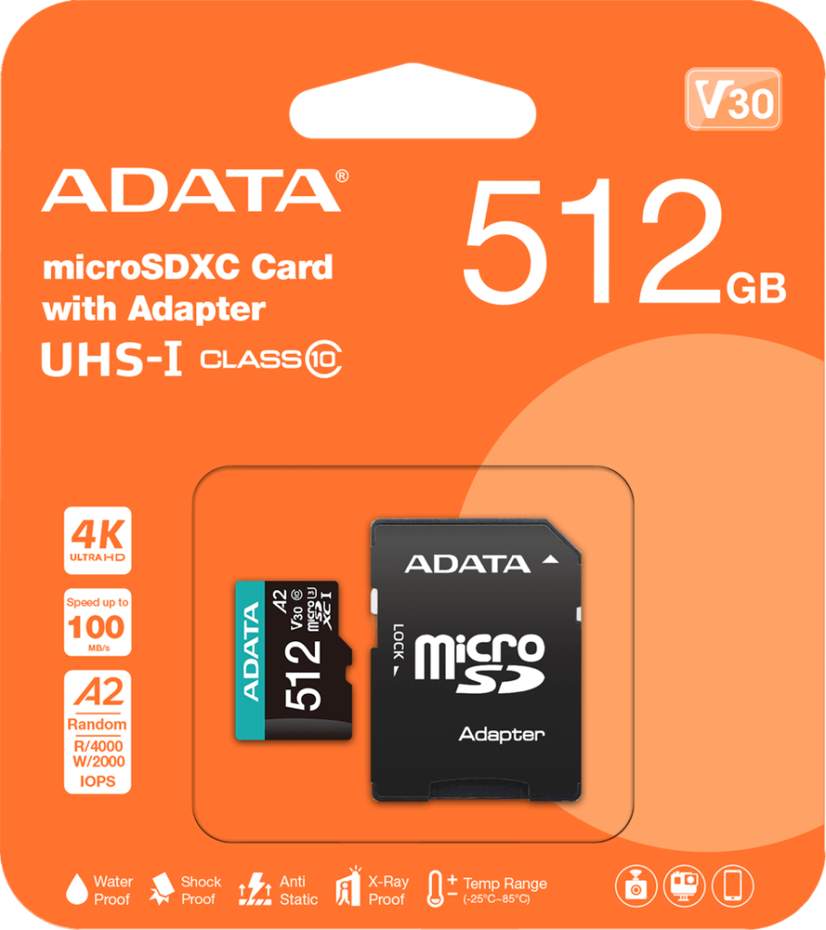 carte mémoire SD 512 Go Maroc : microSD ADATA 512 Go