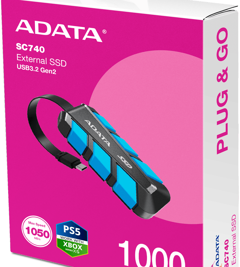 Disque Dur portable SSD ADATA SC740 USB-C - 1To (SC740-1000G-CBU) au Meilleur Prix au Maroc