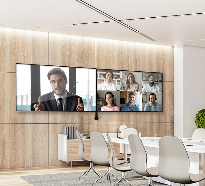 Support mural double écran B-Tech BT8416/BB — vue produit — livraison Global Zone à Fès