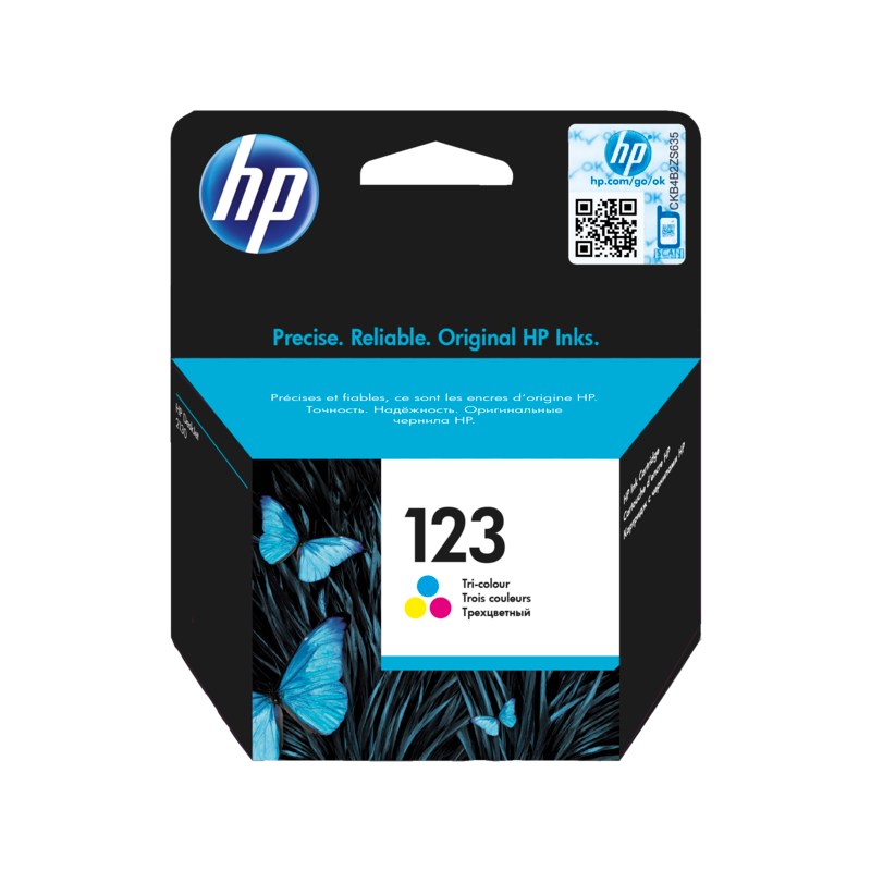 Cartouche d'encre HP 123 Tri-color Original — vue produit, livraison à Casablanca